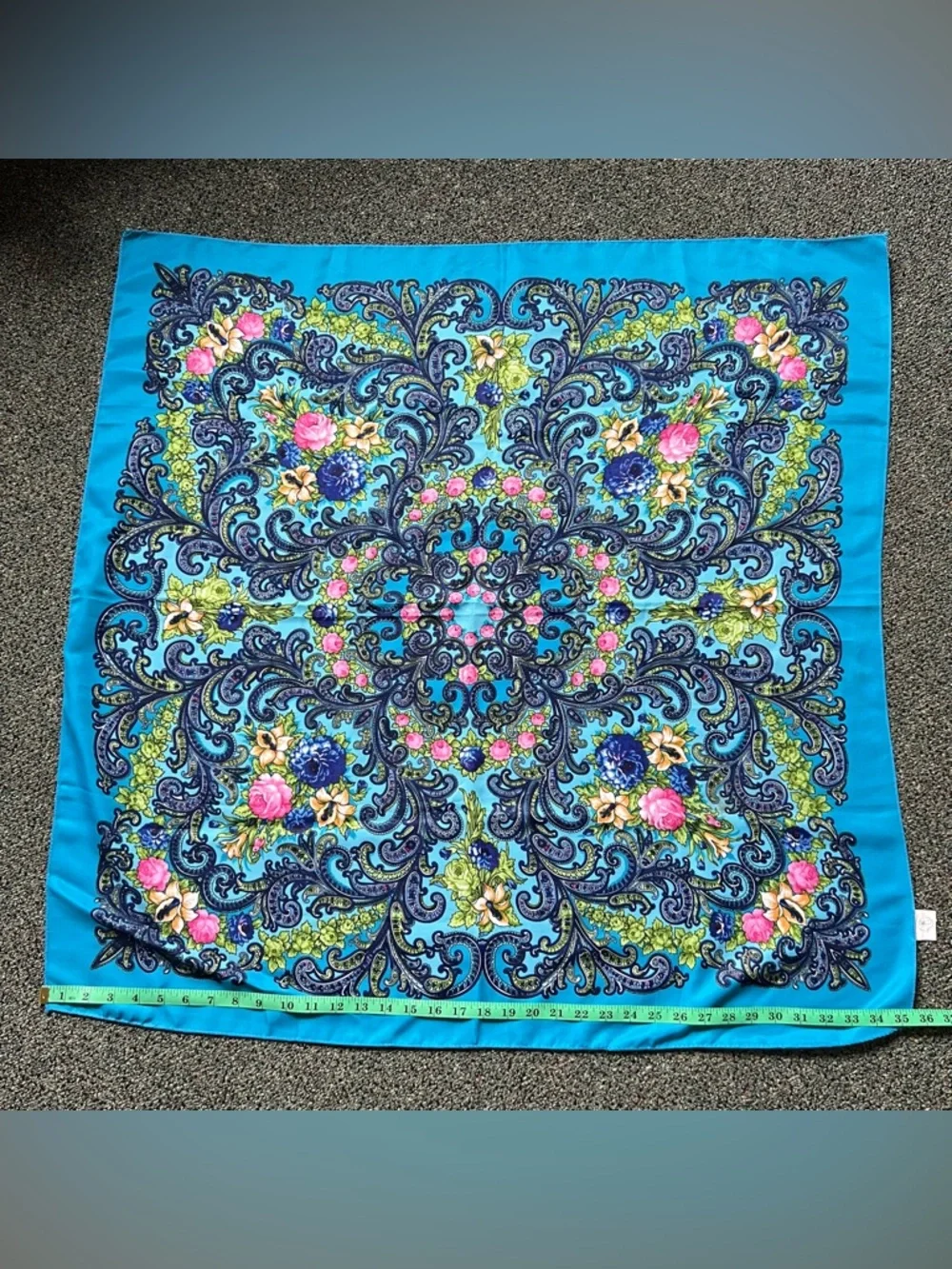 Turquoise Blue Colorful Floral Paisley Multi-Use Scarf Head-Covering Accessory